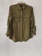 Koszula damska khaki, podwijane rękawki, M/L