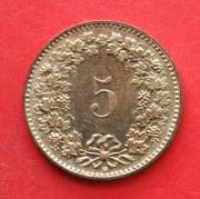 5 Rappen     1989  r  -     Szwajcaria  stan !!