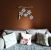 Ozdoba na ścianę, makrama śnieżynki