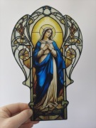 Nowy witraż witrażyk dekoracja okienna Maryja NMP ozdoba majowa