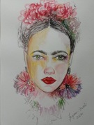 Akwarelowy portret inspirowany Fridą Kahlo