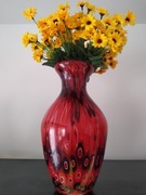 Wazon Murano,ciężki 3580g,szkło barwione w masie odcienie czerwieni, czerni