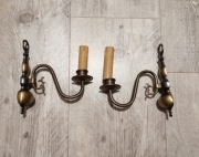 Kinkiety mosiężne, Vintage, jednoramienne, 2 sztuki