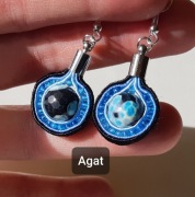Kolczyki Sutasz Agat granatowy niebieski czarny elegancki Handmade