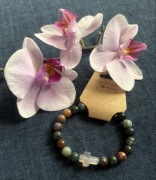 Bransoletka zielona krzyżyk krzyż prezent I Komunia Dzień Matki