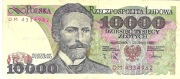 BANKNOT 10000 ZŁ S. WYSPIAŃSKI z 1988 r Nr DK 0576636