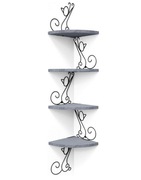 Regał narożny, regał ścienny z litego drewna z 4 półkami