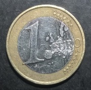 1 euro 2002 D Niemcy podwójne bicie destrukt