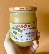 Świeży polski miód wielokwiatowy wiosna 2025 dzieci alergie witaminy 640g