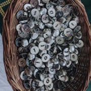 Guziki metalowe na stopce.