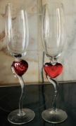 wysokie Kieliszki artystyczne z serduszkami!