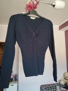 Bluzka  z długim rękawem granatowa prążkowany dzianina