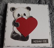 Kartka walentynkowa ręcznie robiona  miś