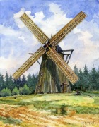 Obraz Akwarela - Wdzydze Kiszewskie, Wiatrak