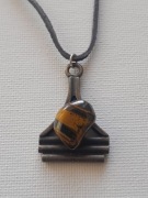 Naszyjnik z kamieniem naturalnym piramida vintage boho choker skórzany 