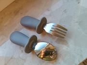 Sztućce do nauki samodzielnego jedzenia dla niemowląt szary komplet nowy!!