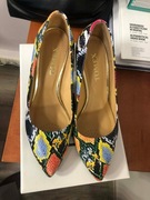 czółenka, wielokolorowy, skóra naturalna