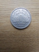 Francja - Vichy Republika 1 frank 1943 stan +III; waga 1,39 g