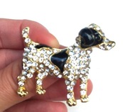 Broszka pies kryształki w stylu Retro Vintage Nowa na prezent