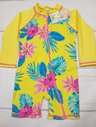 Strój kąpielowy dziecięcy 2 lata 24m UV 50+ żółty w kwiaty jednoczęściowy