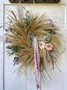 Wianek wieniec boho 50 cm ze zboża i eukaliptusa, jesień dynie jesienny