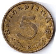 NIEMCY 5 reichspfennig 1938 E, KM# 91, XF
