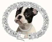 Obroża dla psa z diamentami srebrna 30CM 