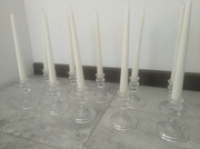 Zestaw świeczników szklanych, kryształowych 10 szt., glamour na wesele