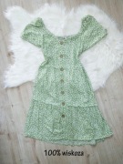 sukienka, rozm. L, vintage, cottagecore, zwiewna, guziki naturalny skład