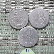 50 groszy 1957, Zestaw trzech rzadkich roczników, 