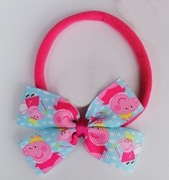 Opaska do włosów głowę roczek urodziny kokardka kokarda Świnka Peppa 