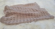 Ażurowy kocyk niemowlęcy jasny beż 50x80 cm, 100% merino, handmade