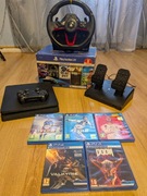 Playstation 4 zestaw. google VR. Kierownica TWR. 1xpad. 5 gier .