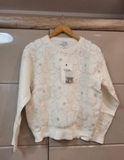 VANIS elegancki sweter/bluzka ecru z perełkami – nowa z metką