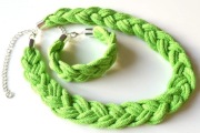 Naszyjnik i bransoletka zamotka warkocz neon 