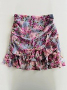 Spódniczka w kwiaty falbanka mini XS/34 bardzo modna #1711