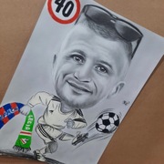 Karykatura ołówkiem  na podstawie zdjęcia