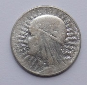 5 zł. 1933 GŁOWA KOBIETY srebro