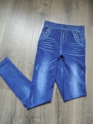 damskie legginsy wysoki stan granatowe casual S/M