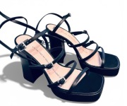 Czarne Sandały BRONX na Słupku z Platformą, Rozmiar 39,5