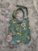 Piękna props damska handmade torebka na ramię shopper kwiaty ptaki zielona 