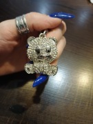 Duży MIŚ z cyrkoniami wisiorek naszyjnik łańcuszek