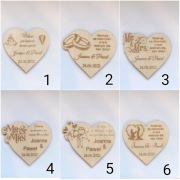 Drewniane magnesy serduszka z grawerem – podziękowania dla gości weselnych