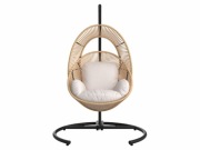Nowy fotel wiszący kokon rattan boho z poduszką – ogrodowy HIT