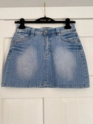 Vintydżowa jeansowa jasna spódniczka mini wysoki stan jasny denim