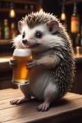 Obraz do baru / garażu – Jeż z piwem – Śmieszna dekoracja prezent A4 A3 A2