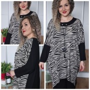Tunika Zebra z wisiorem oversize plus size 