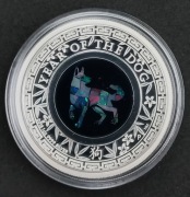 PODŚWIETLANY!*AUSTRALIAN OPAL LUNAR*DOG*1ozSILVER+OPAL/UNIKAT!!! 