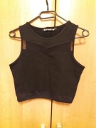 Czarny elegancki crop top zamek siateczka 38 M