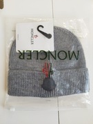 Czapka Moncler szara z wełny i bawełny